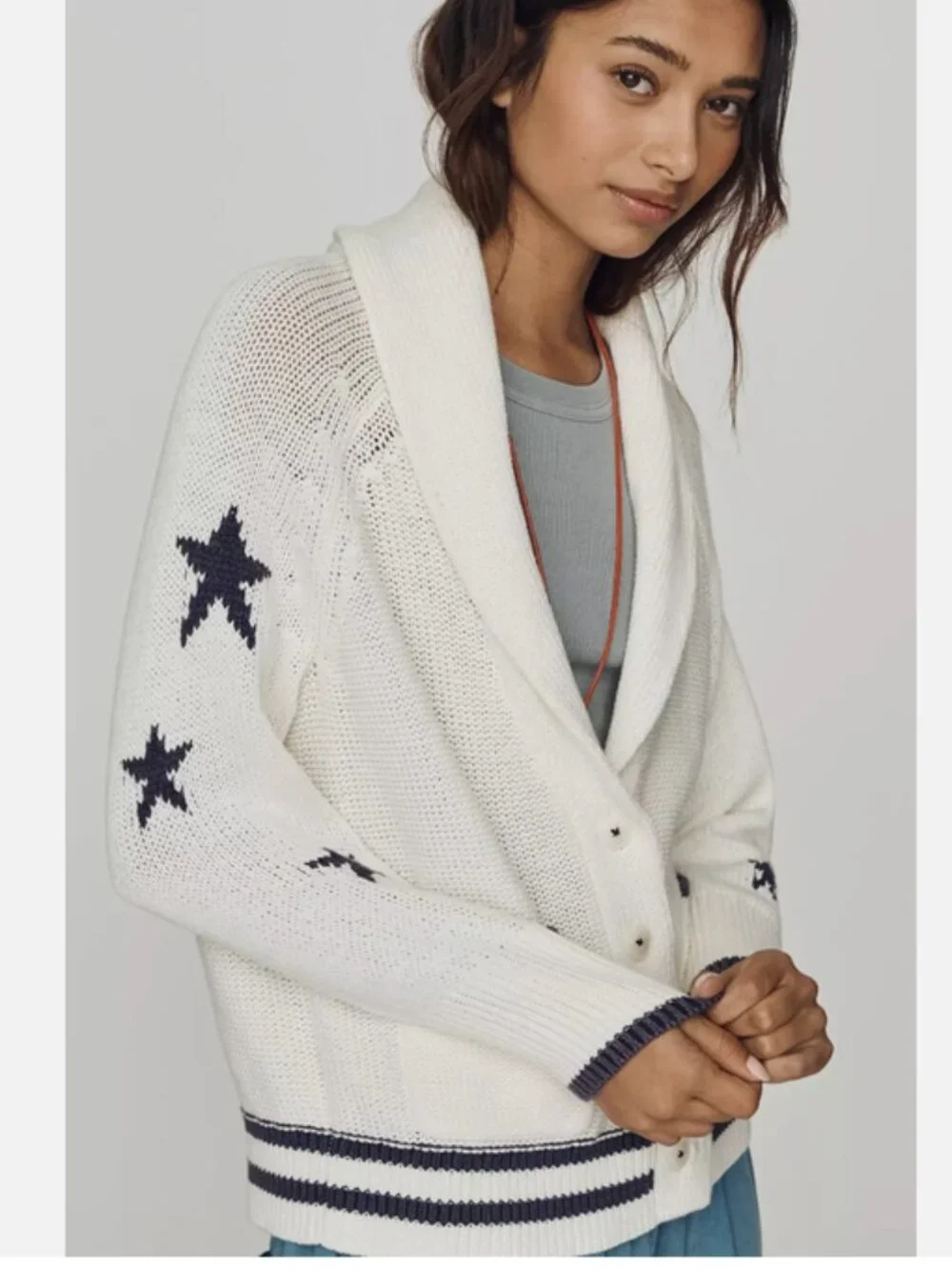 Anthropologie Maeve American Flag Shawl Collar Cardigan Sweater M NWT Medium